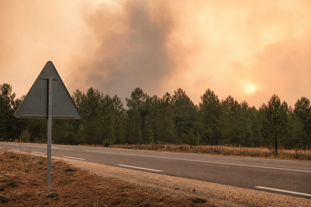 Fumée au-dessus d’une forêt en Gironde, illustration de vigilance incendie