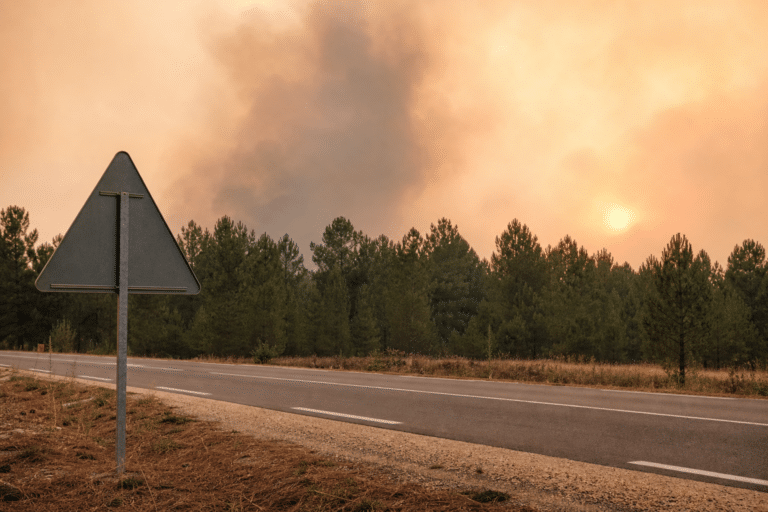 Fumée au-dessus d’une forêt en Gironde, illustration de vigilance incendie