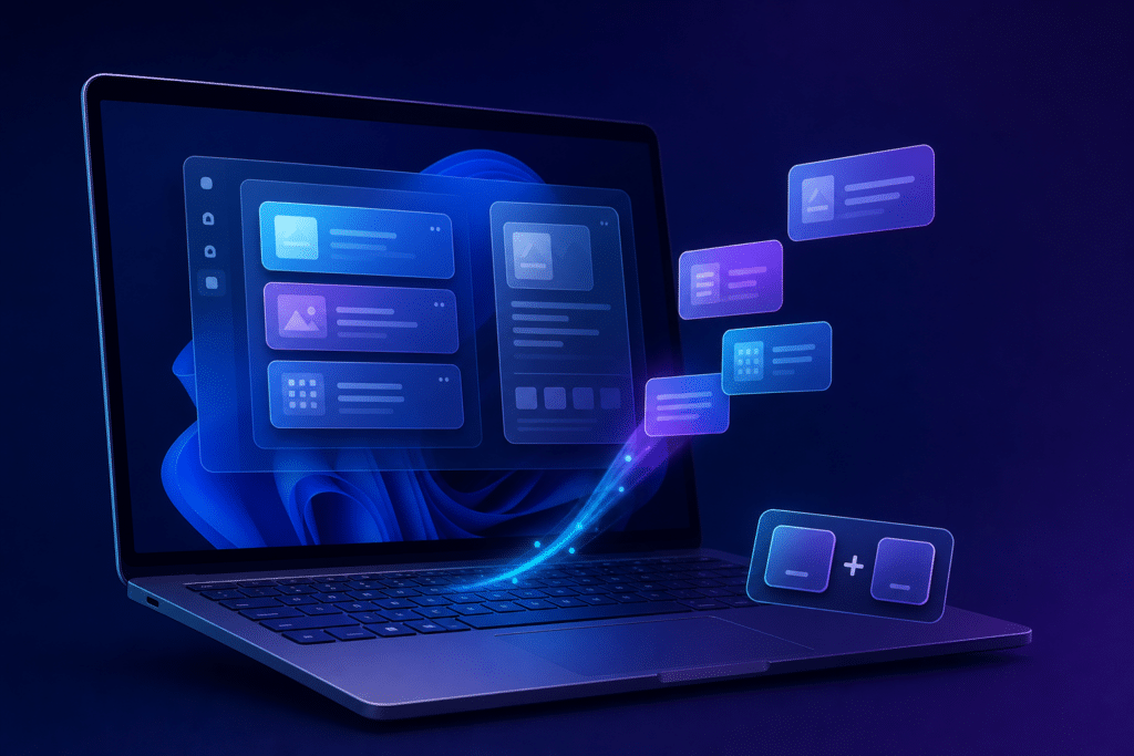 Illustration du presse-papiers Windows 11 et du raccourci Windows + V