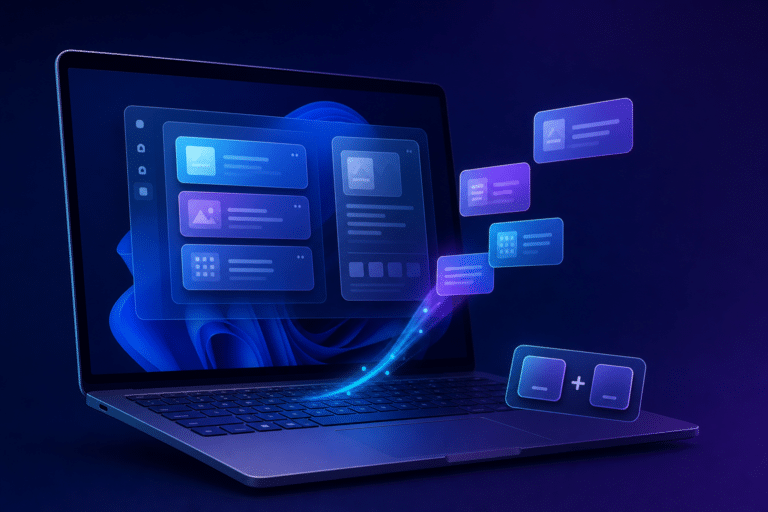 Illustration du presse-papiers Windows 11 et du raccourci Windows + V
