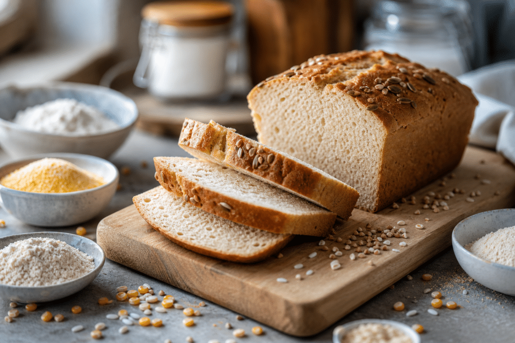 Pain sans gluten maison tranché avec une mie moelleuse