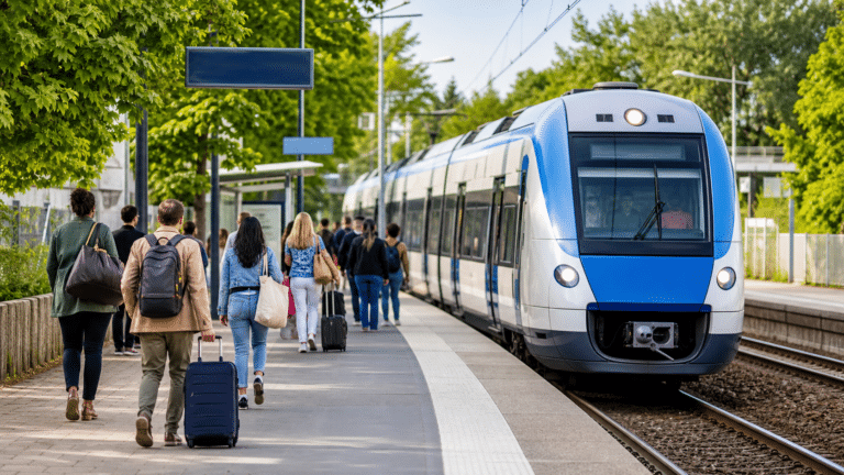 Train de banlieue en gare pour rejoindre Fontainebleau depuis Paris