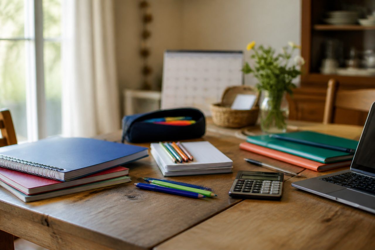 Fournitures scolaires et calculatrice pour préparer l’allocation de rentrée scolaire 2026