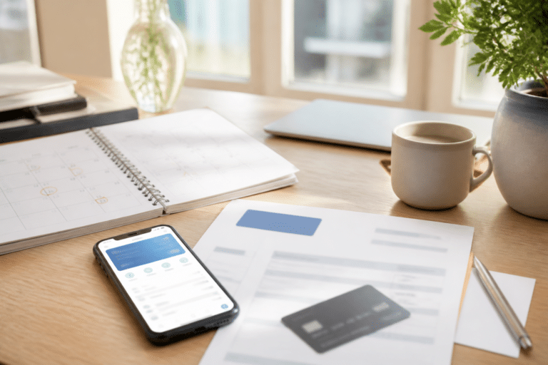 Calendrier et application bancaire pour suivre une date de paiement CAF