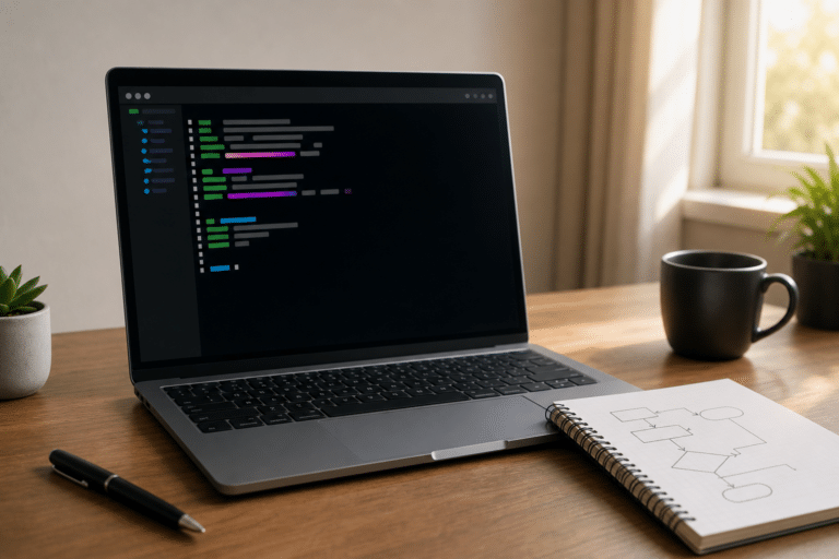 Ordinateur affichant un terminal pour lancer un script Bash