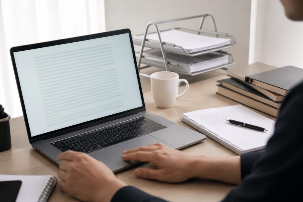 Relecture d'un texte sur ordinateur avant correction orthographique
