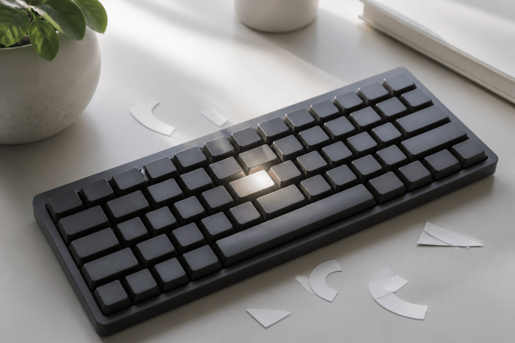 Clavier moderne illustrant les raccourcis pour taper È majuscule