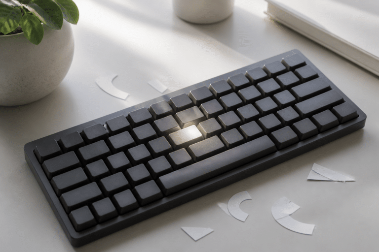Clavier moderne illustrant les raccourcis pour taper È majuscule