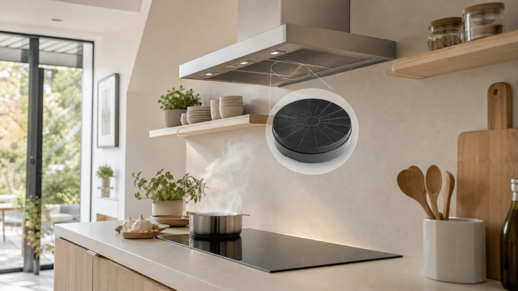 Hotte sans évacuation dans une cuisine moderne