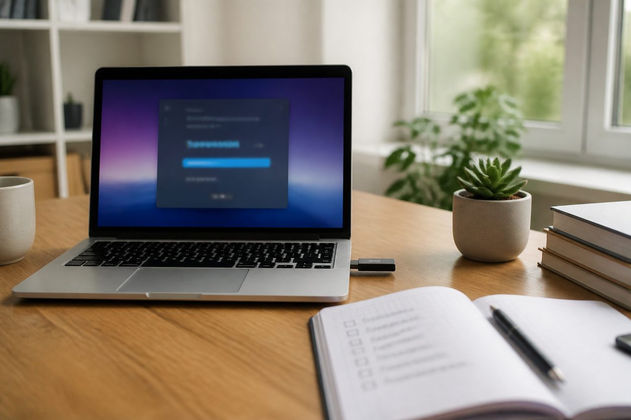 Ordinateur préparé pour installer Linux depuis une clé USB