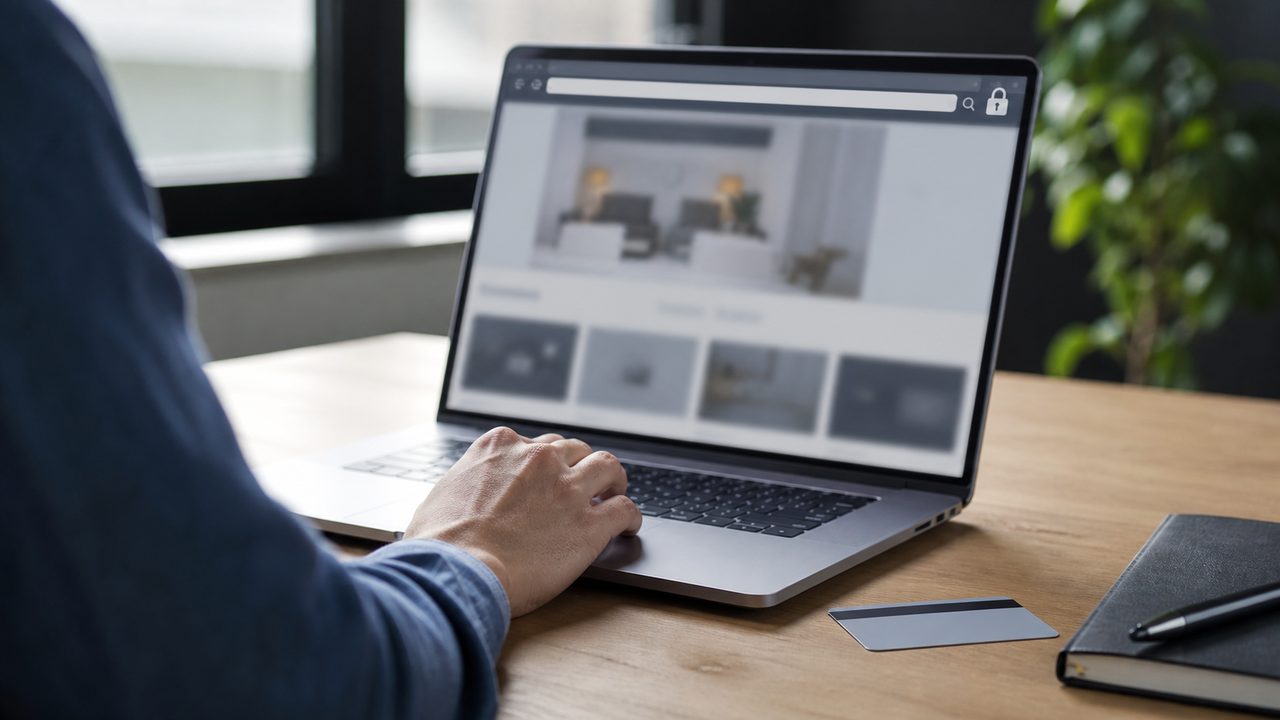 Personne vérifiant un site internet avant un achat en ligne