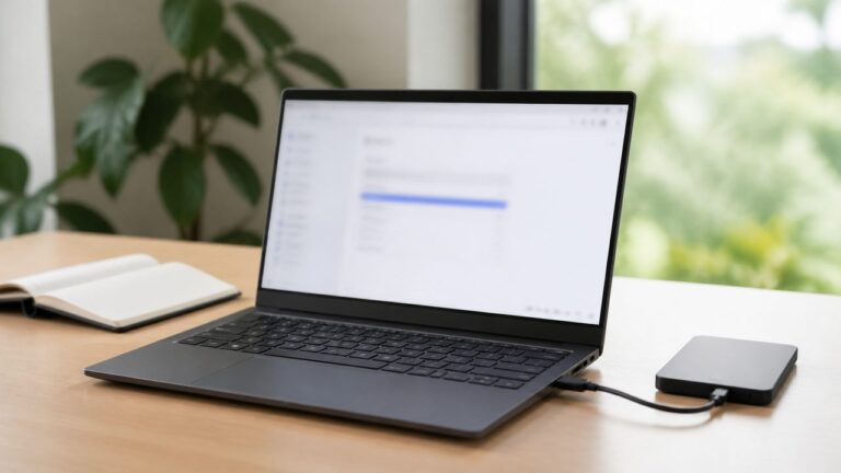 Ordinateur portable avec réglages de stockage Windows avant une mise à jour